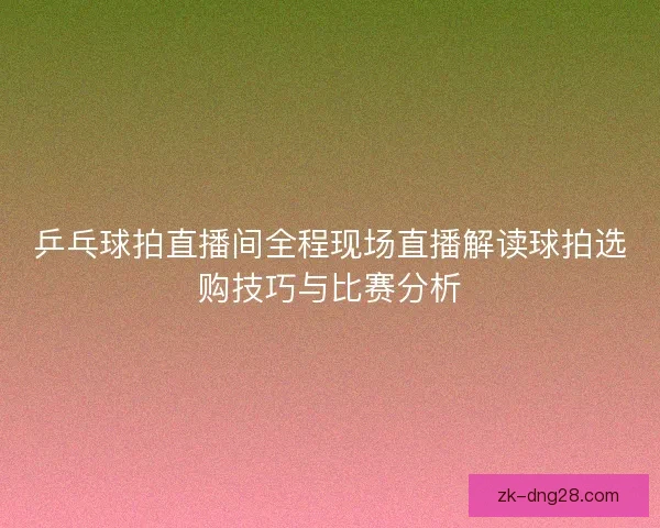 乒乓球拍直播间全程现场直播解读球拍选购技巧与比赛分析